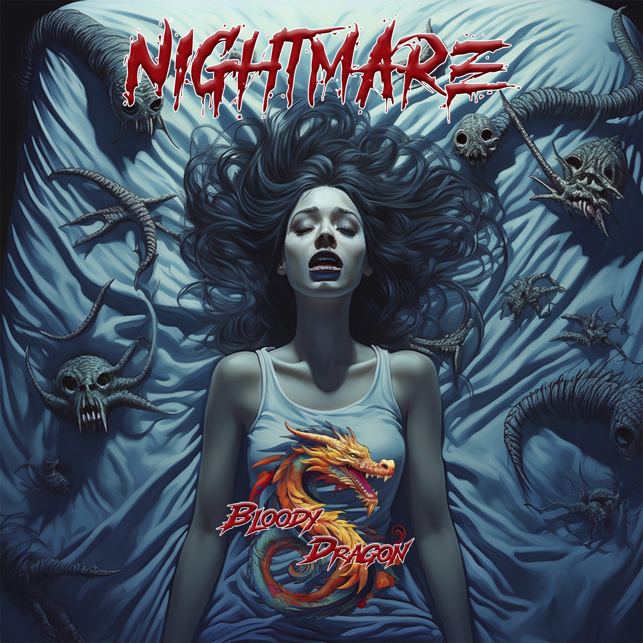 Capa do primeiro EP da banda Bloody Dragon entitulado de Nigthmare, lançado em outubro de 2025.