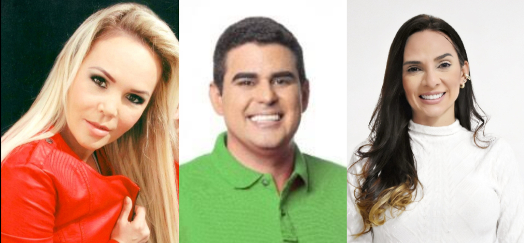 Mada Calado (filha da senadora); Poti Neto (filho de ex-vereador da década de 1960) Emília Maia (filha da deputada estadual Terezinha Maia com o ex-prefeito Paulo Emídio) somam 612 mil reais ao ano aos cofres públicos do município. FOTO: montagem/divulgação